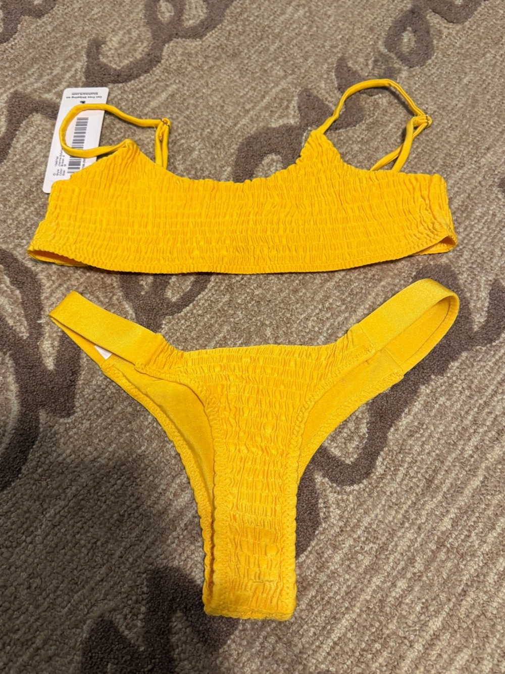 Yellow Smocked Bikini Set - Women Swim